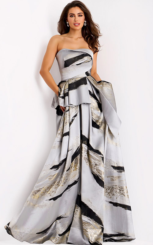 strapless print ball gown 44387