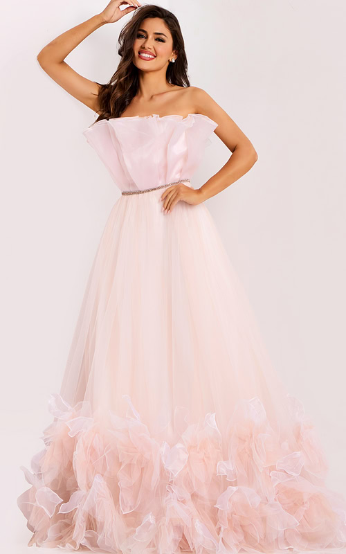 strapless a line pink dress 44391
