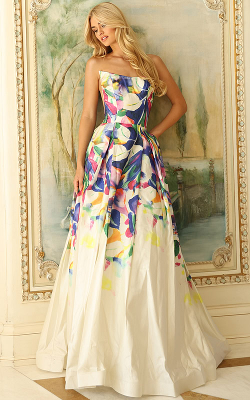 strapless aline floral dress 44434