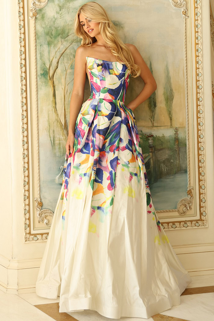 strapless aline floral dress 44434