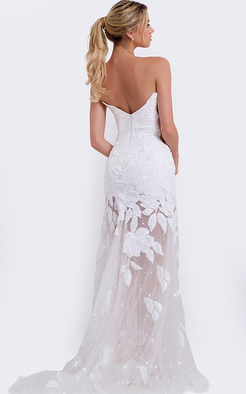 white strapless v neck dress 44437