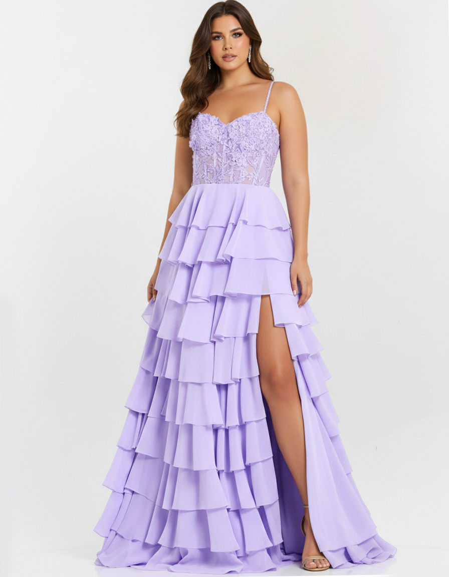 corset bodice high slit dress 44543