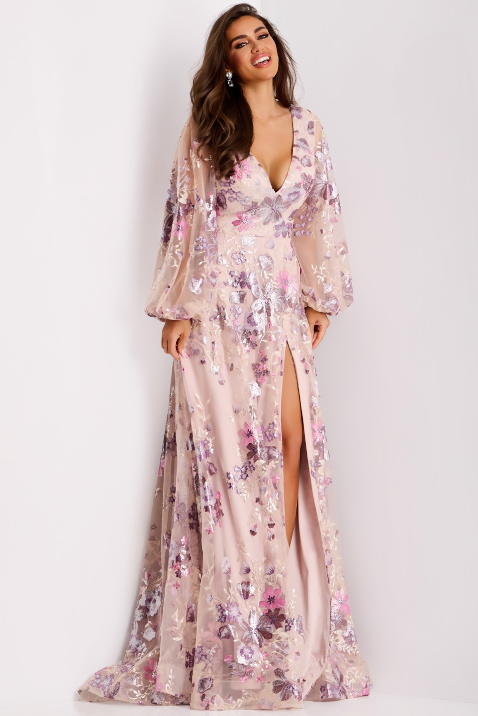 Model wearing Jovani dress 44655.