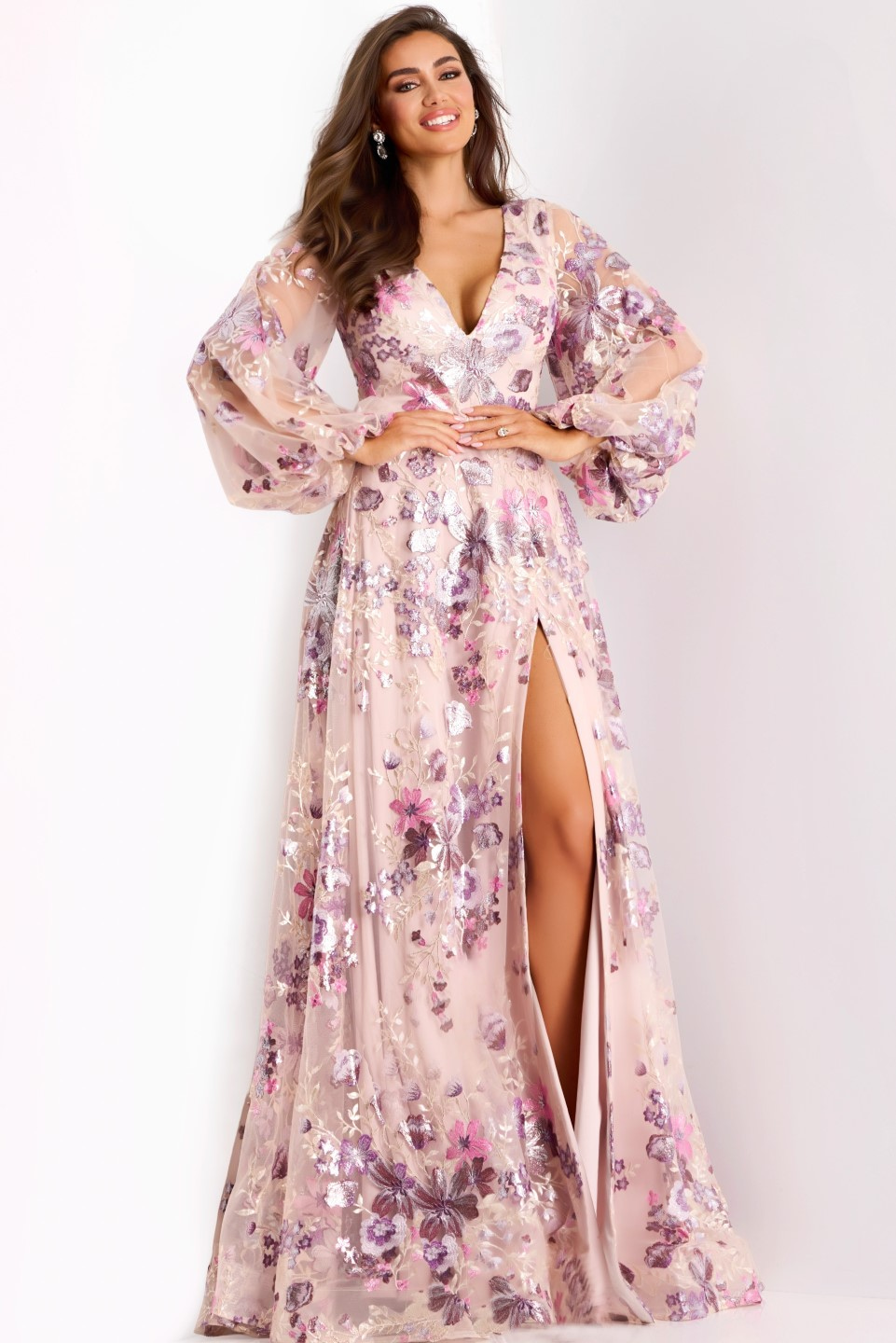 Model wearing Jovani dress 44655.
