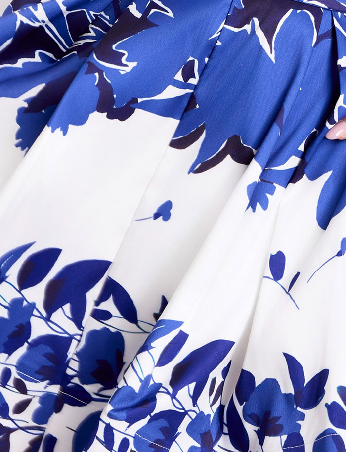 white and blue print fabric for style 44722