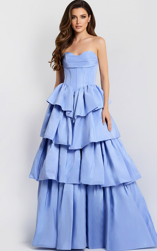 strapless blue a line dress 45111