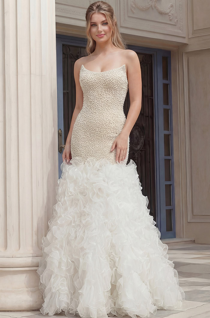 mermaid beaded dress with ruffled skirt 45339