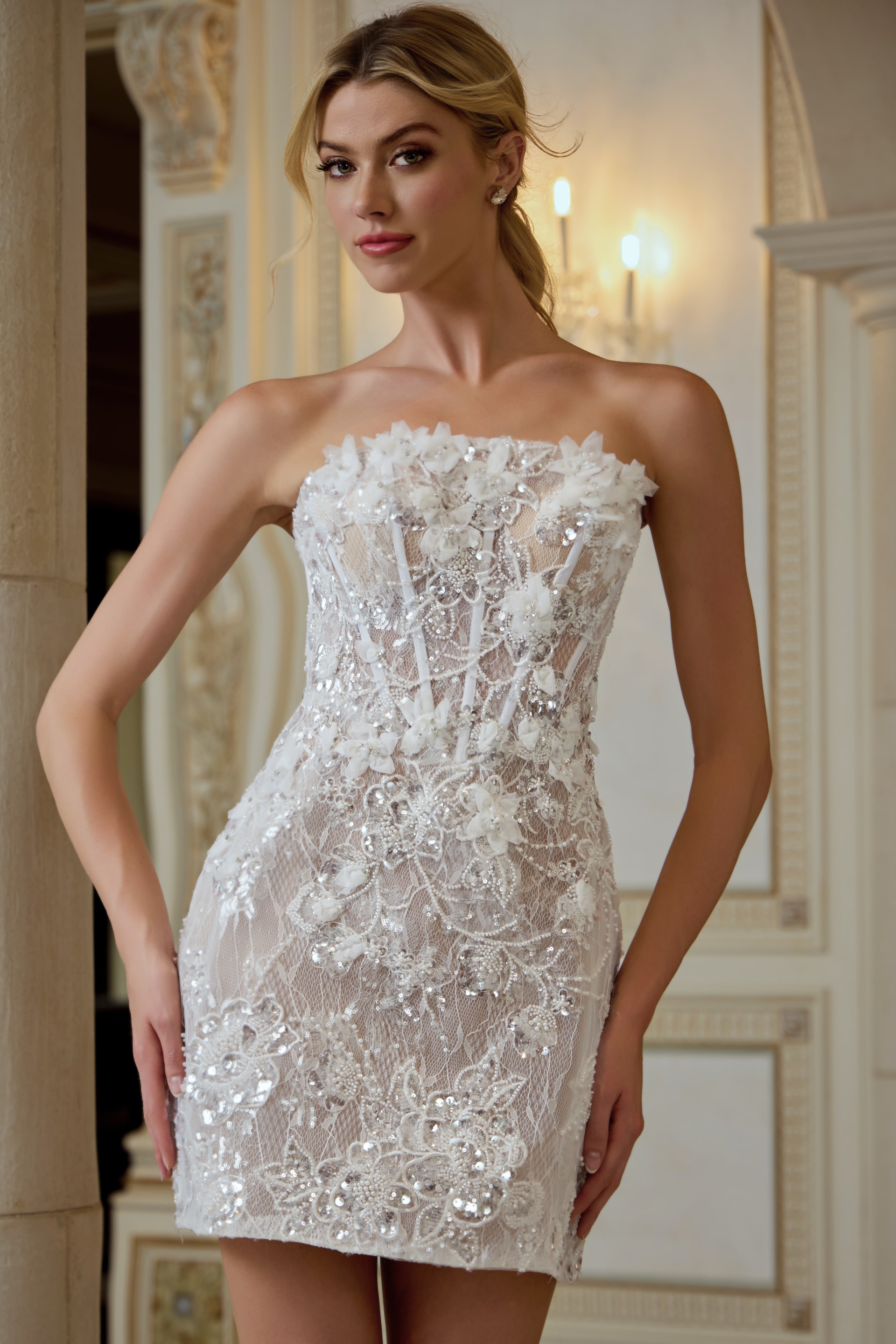 strapless corset short dress 45853