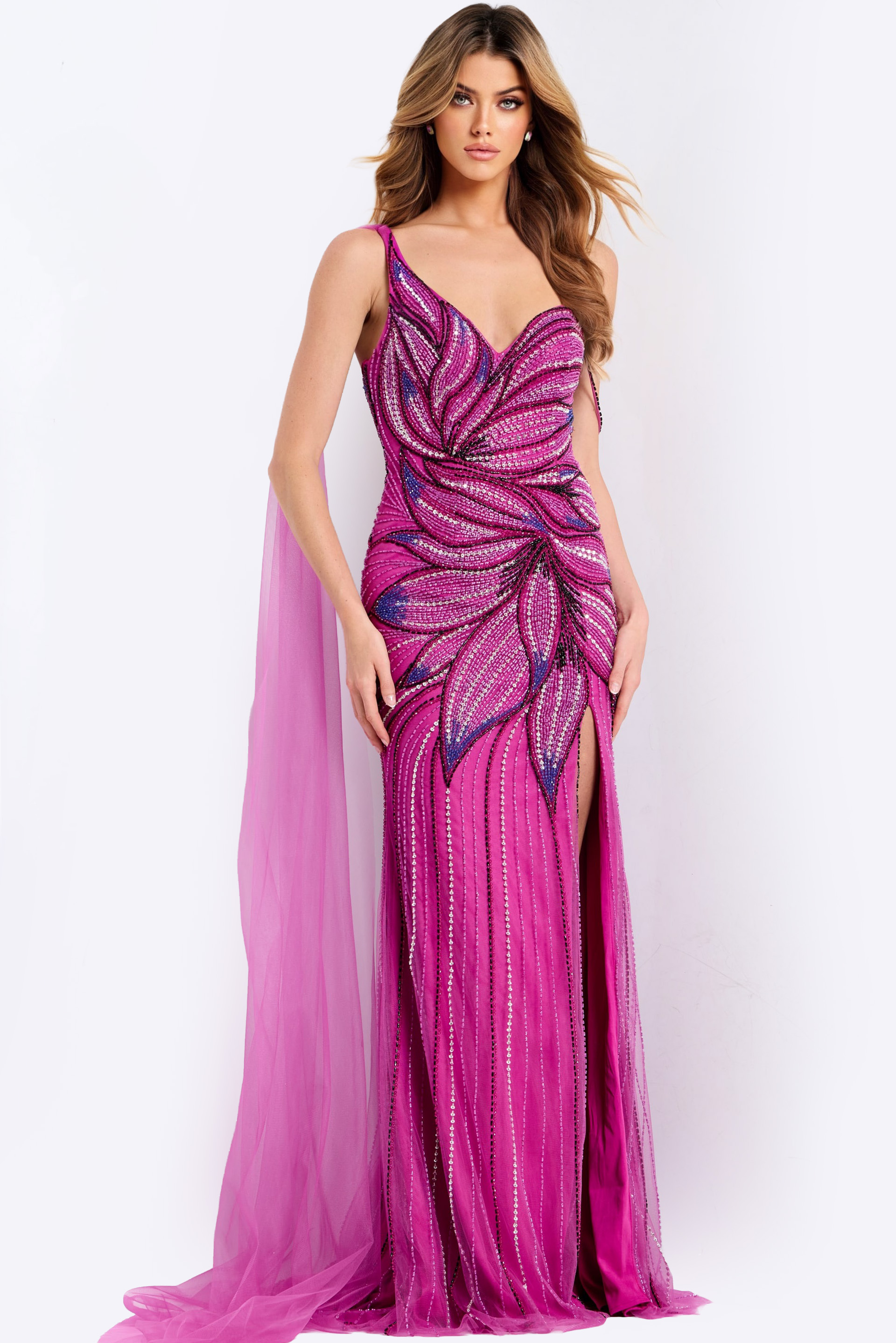 One Shoulder Beaded Prom Dress With 45876 - Image 1
