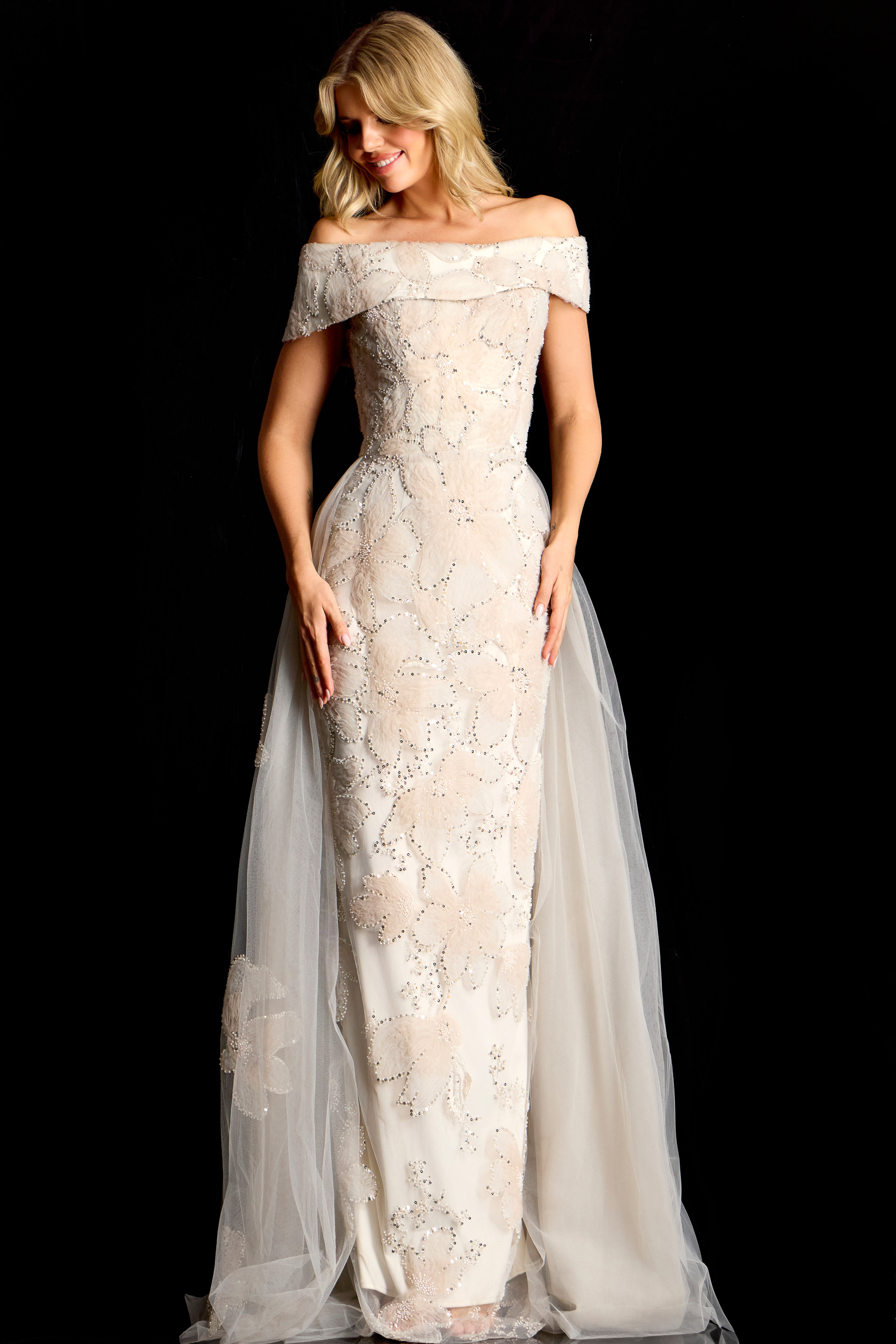 fitted dress with cape overlay 46034