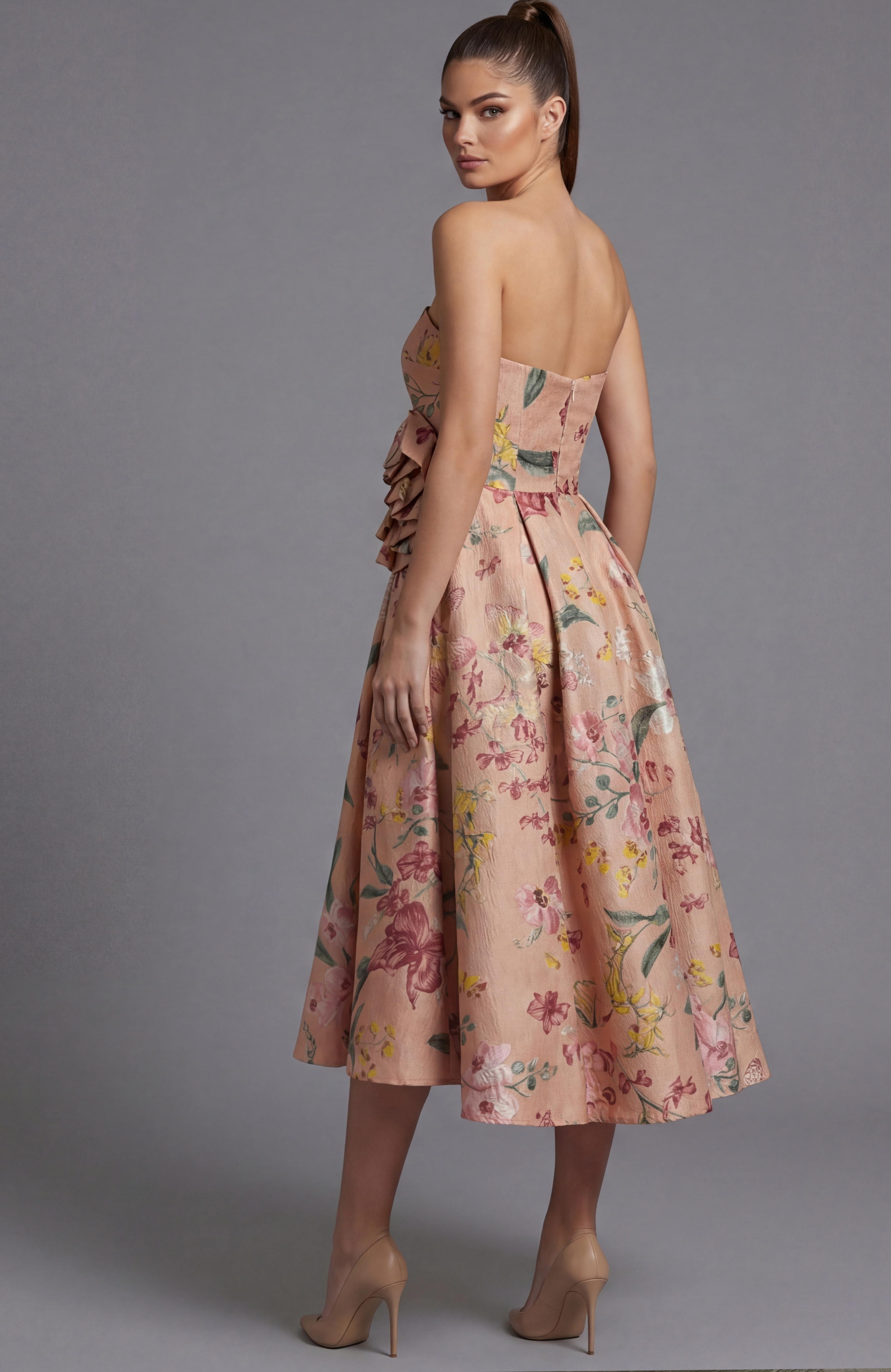 fit and flare floral short mother of the bride dress 46241