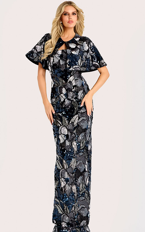 black and silver fitted mob dress with matching bolero jacket 46431