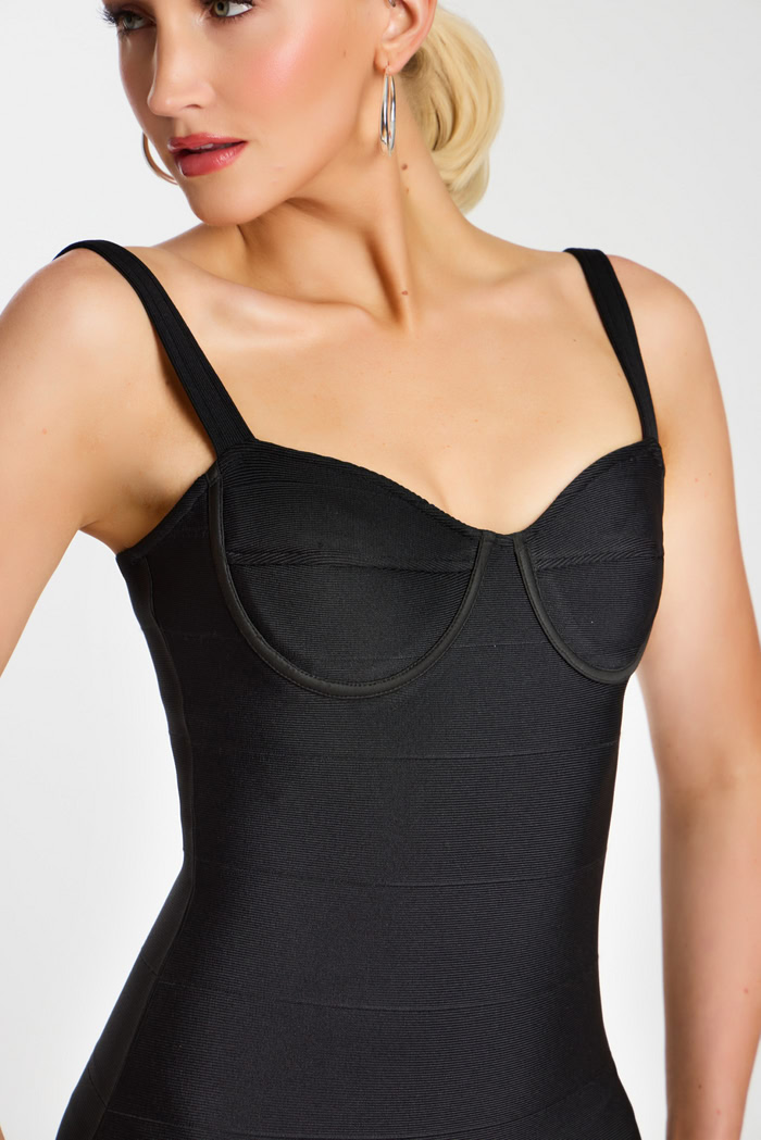 corset bodice fitted black dress 46641