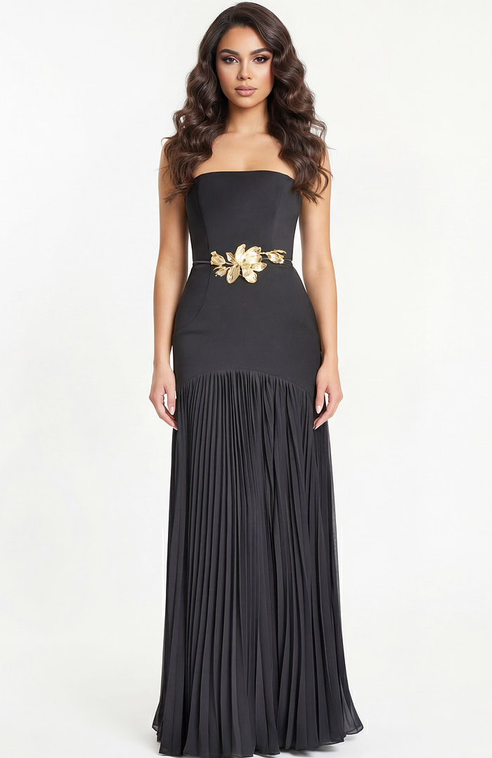 strapless pleated dress 47000