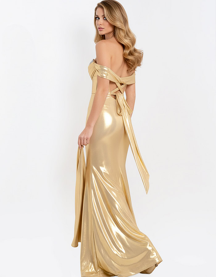 lace back up mermaid metallic dress 47062