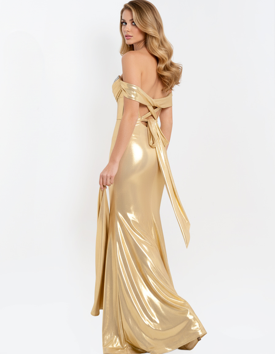lace back up mermaid metallic dress 47062
