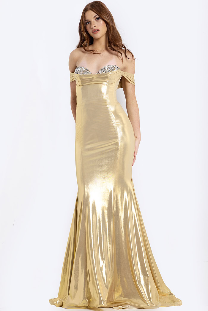 off the shoulder metallic dress 47062