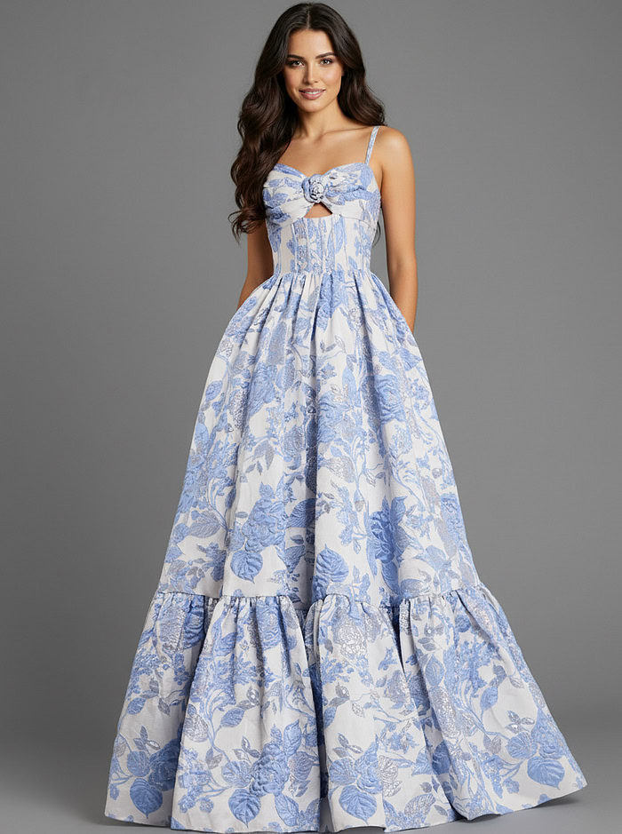 empire waist blue floral dress 47328