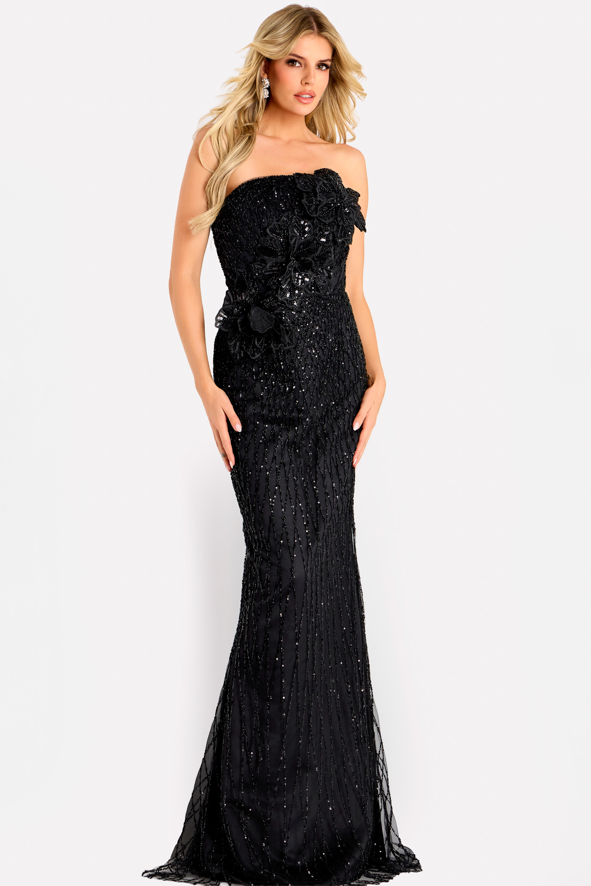 mermaid embellished black dress 47630