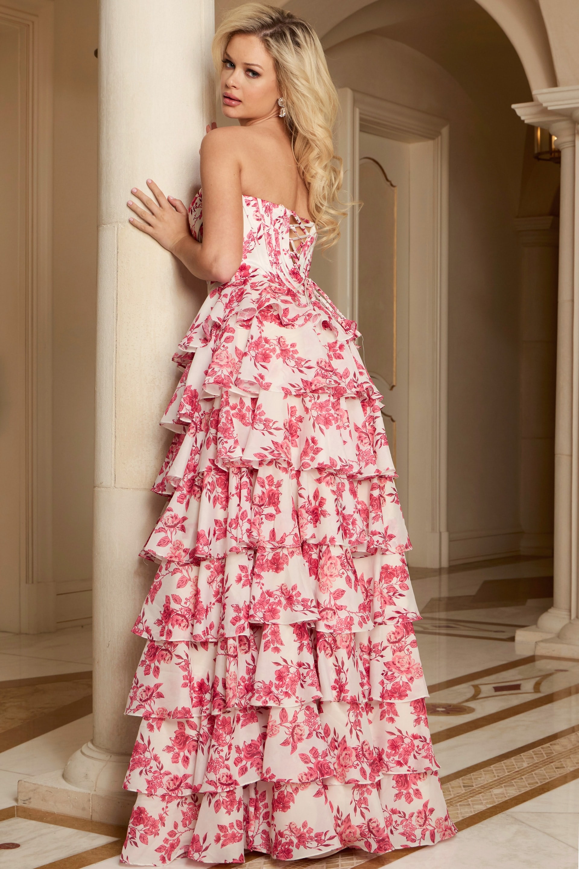 corset bodice tiered skirt dress 47404