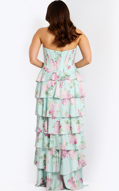 back of ruffled skirt plus size dress 47579
