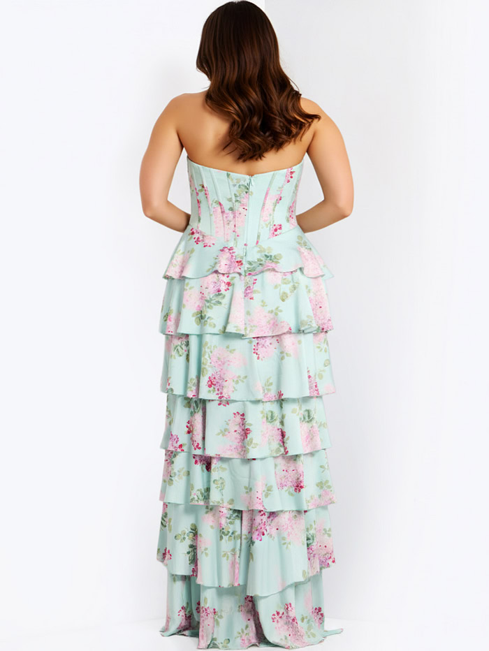 back of ruffled skirt plus size dress 47579