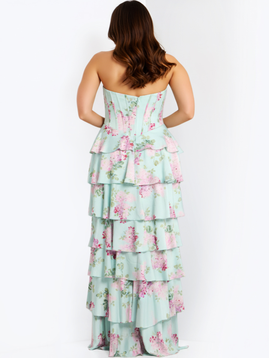 back of ruffled skirt plus size dress 47579