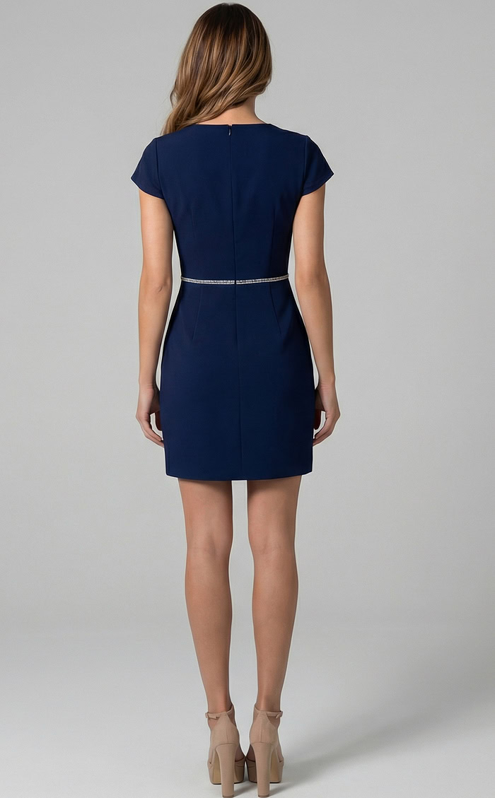 back of navy short dress 47618
