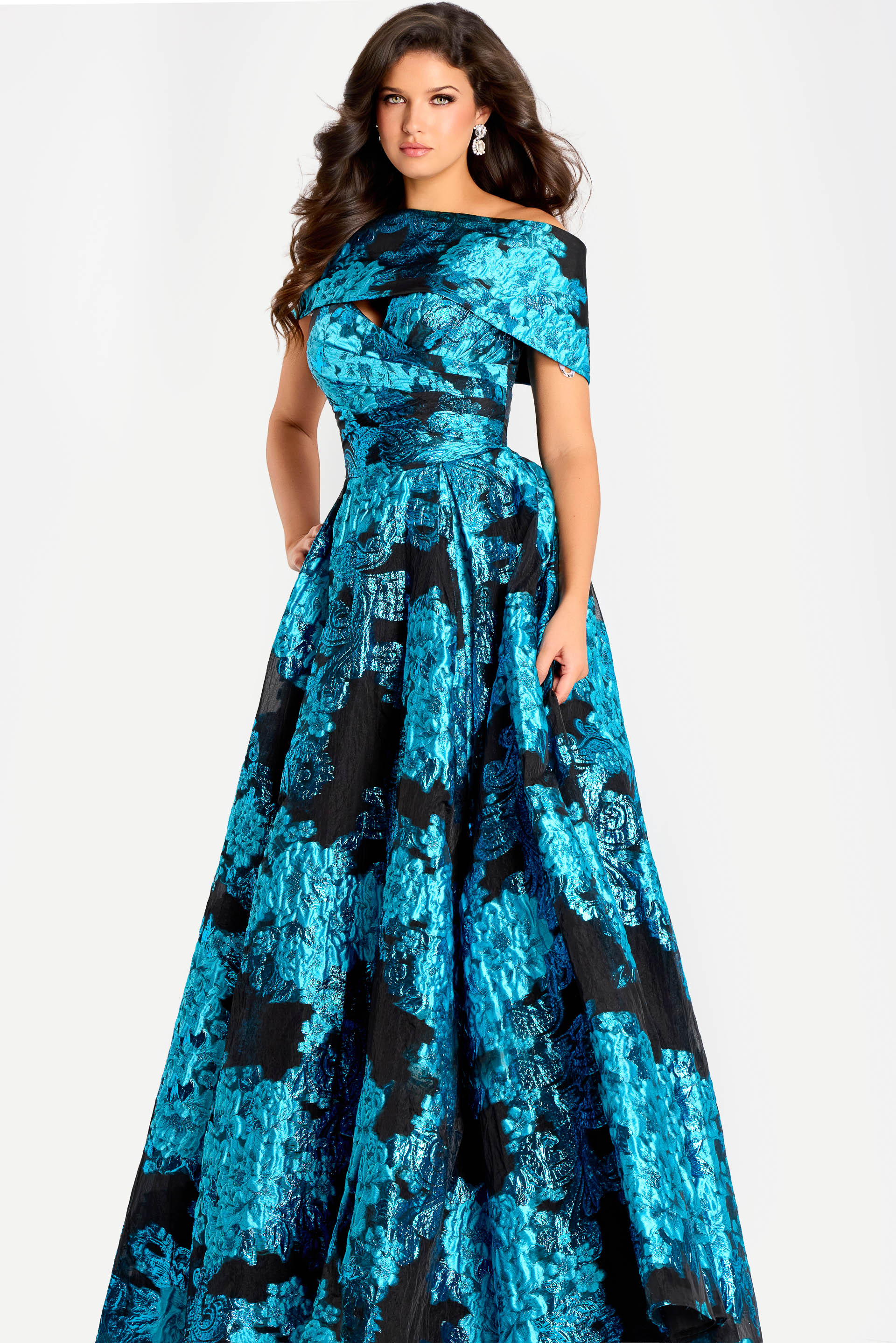 empire waist blue and black ball gown 47630