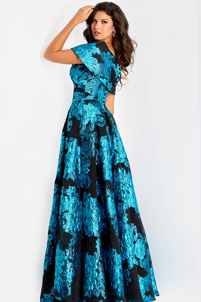 blue and black a line dress 47630