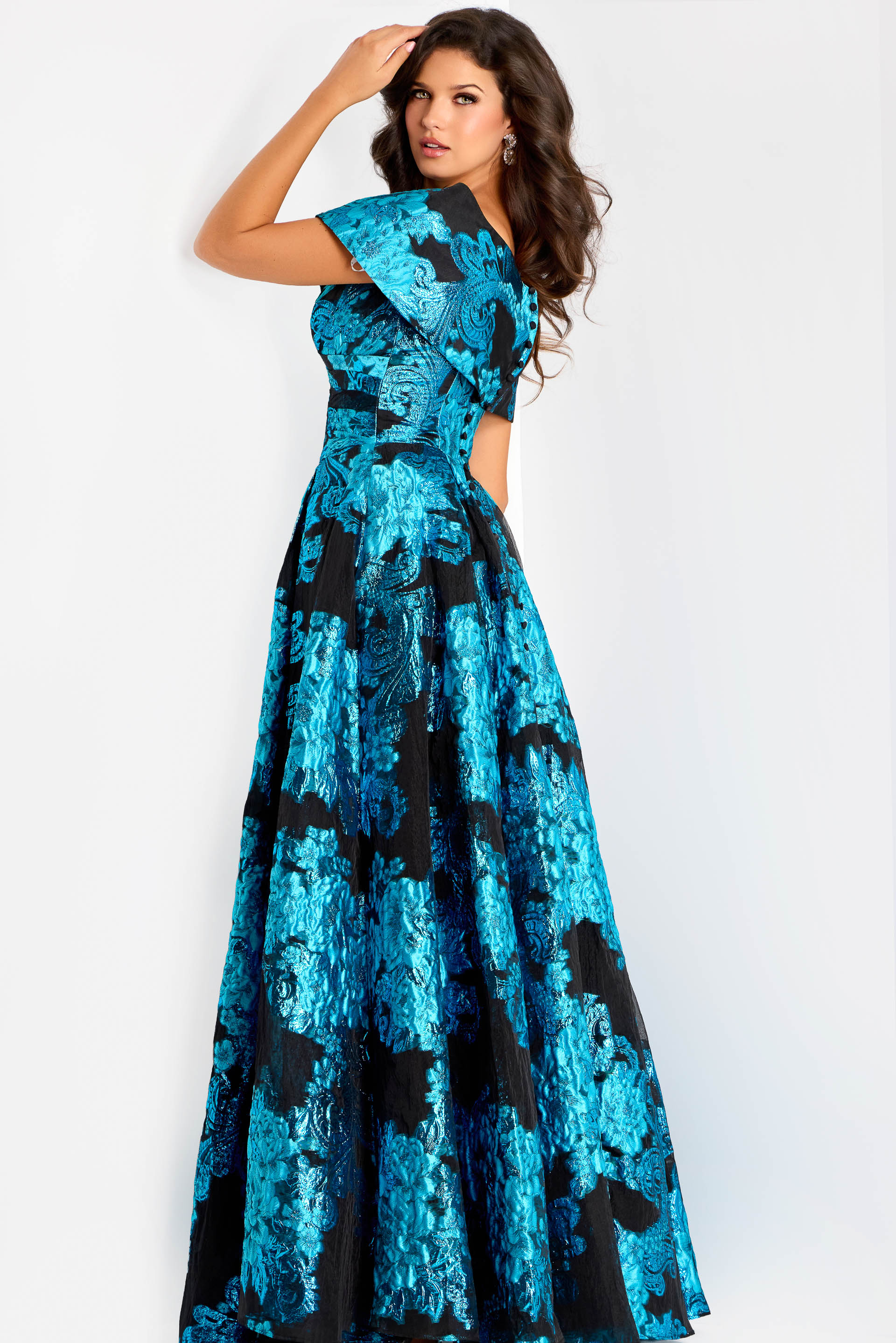 blue and black a line dress 47630
