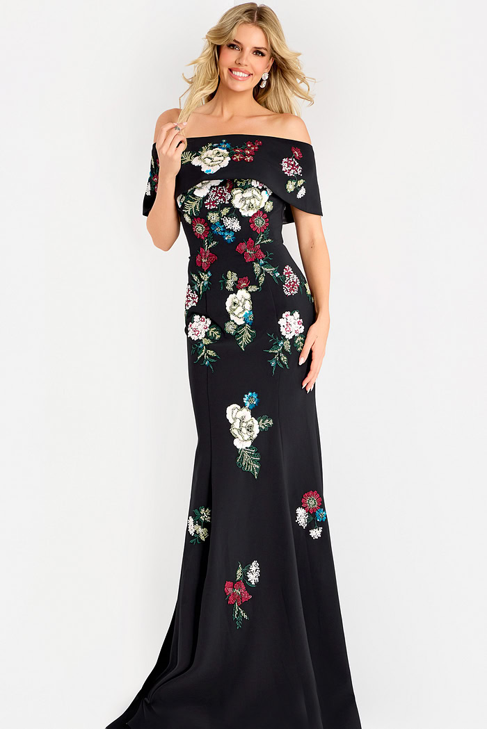 black multi evening dress 47636