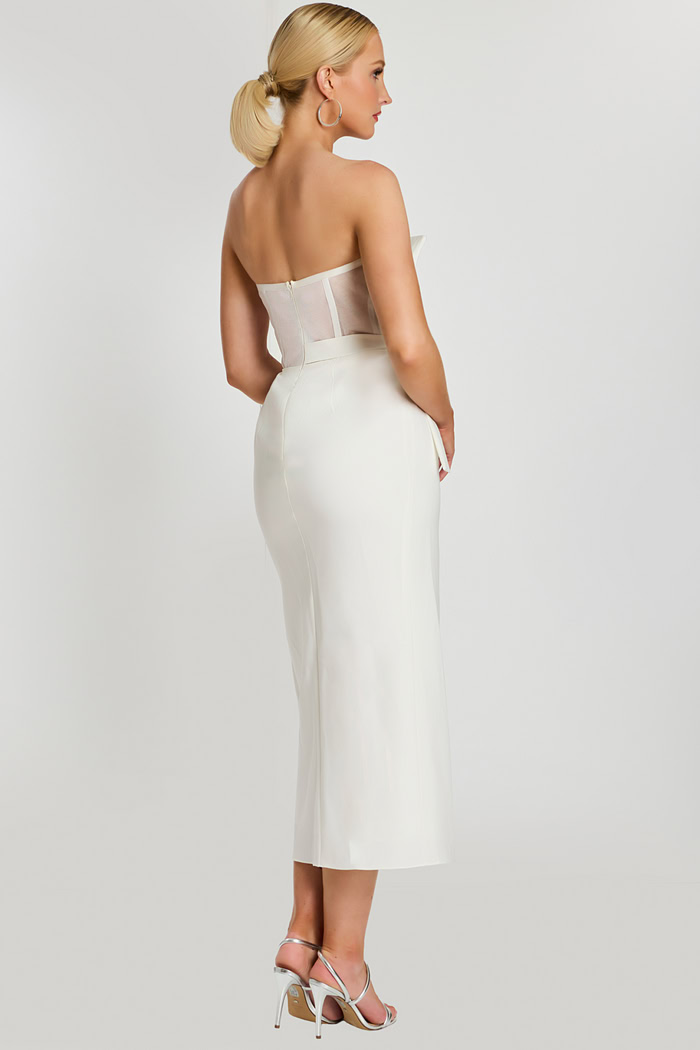 white corset bodice midi dress 48205