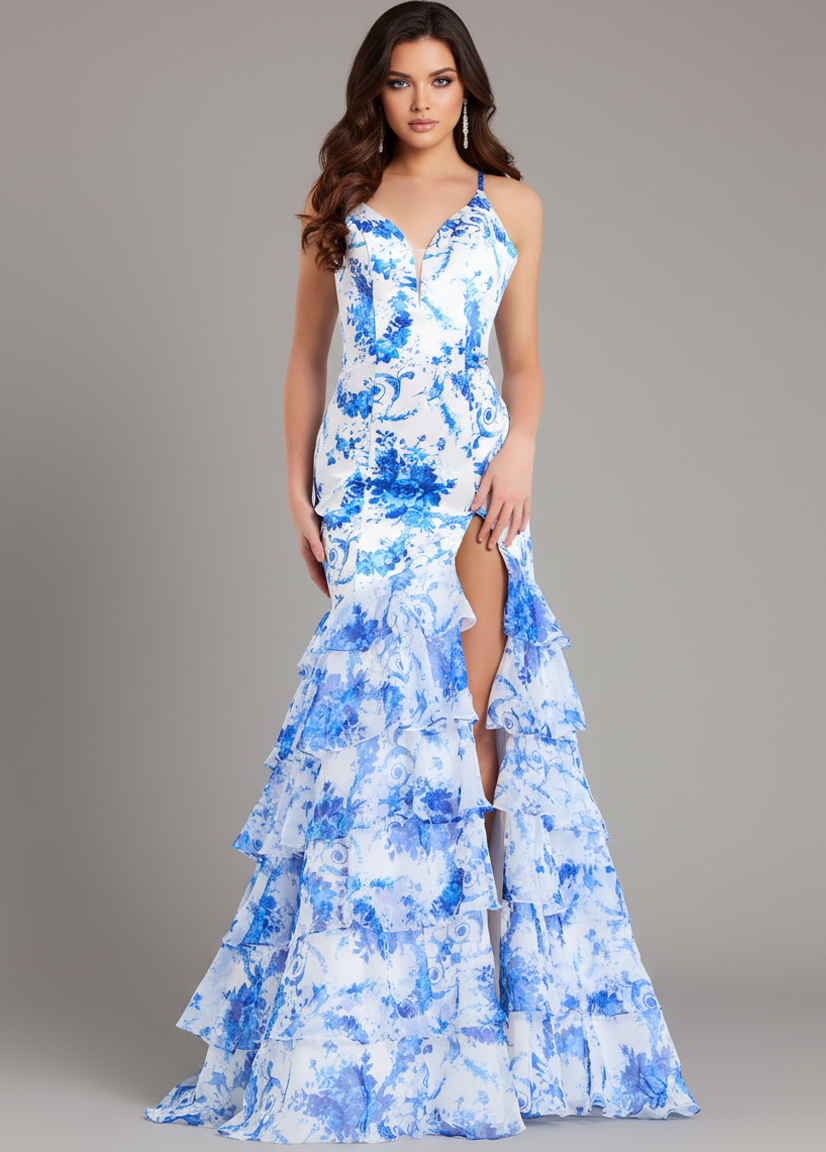 high slit floral dress 48331