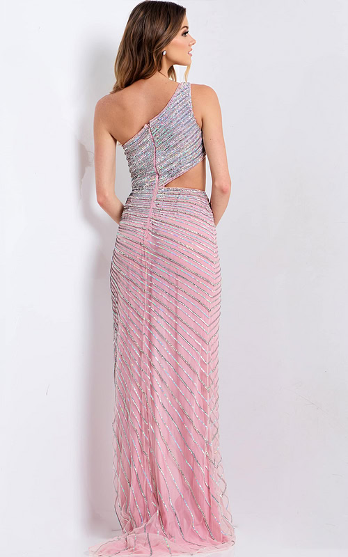 silver and pink cut out dress 48563