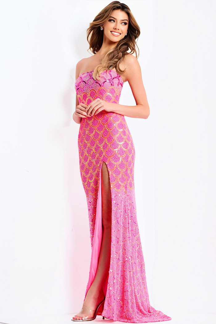 Beaded prom dress with shimmering sequin design