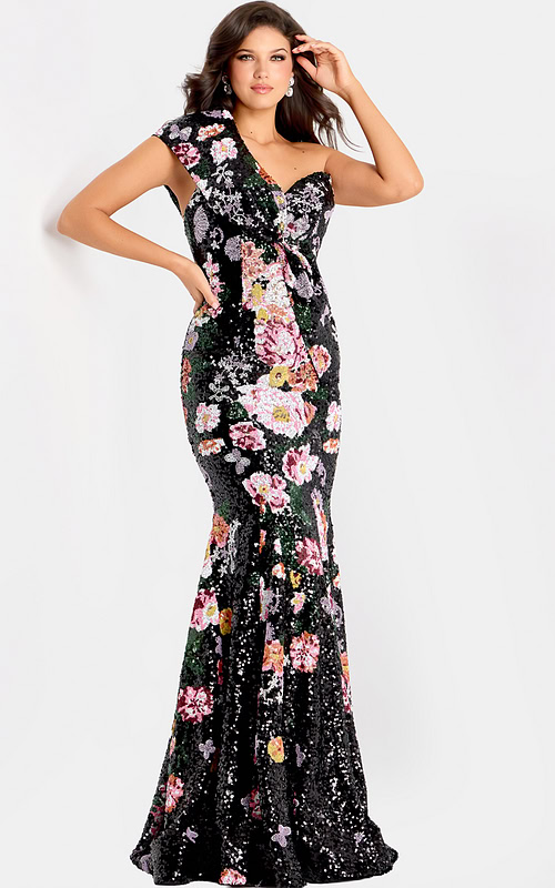 mermaid floral one shoulder dress 48638