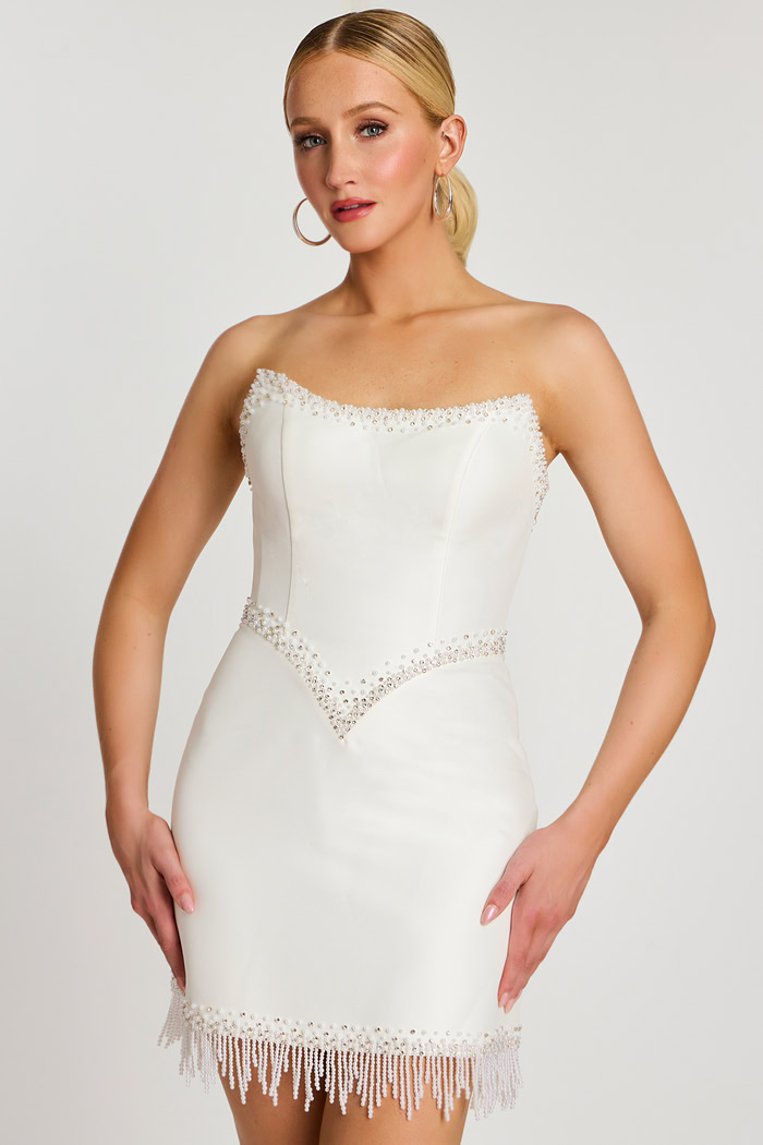 white embellished mini dress 48787
