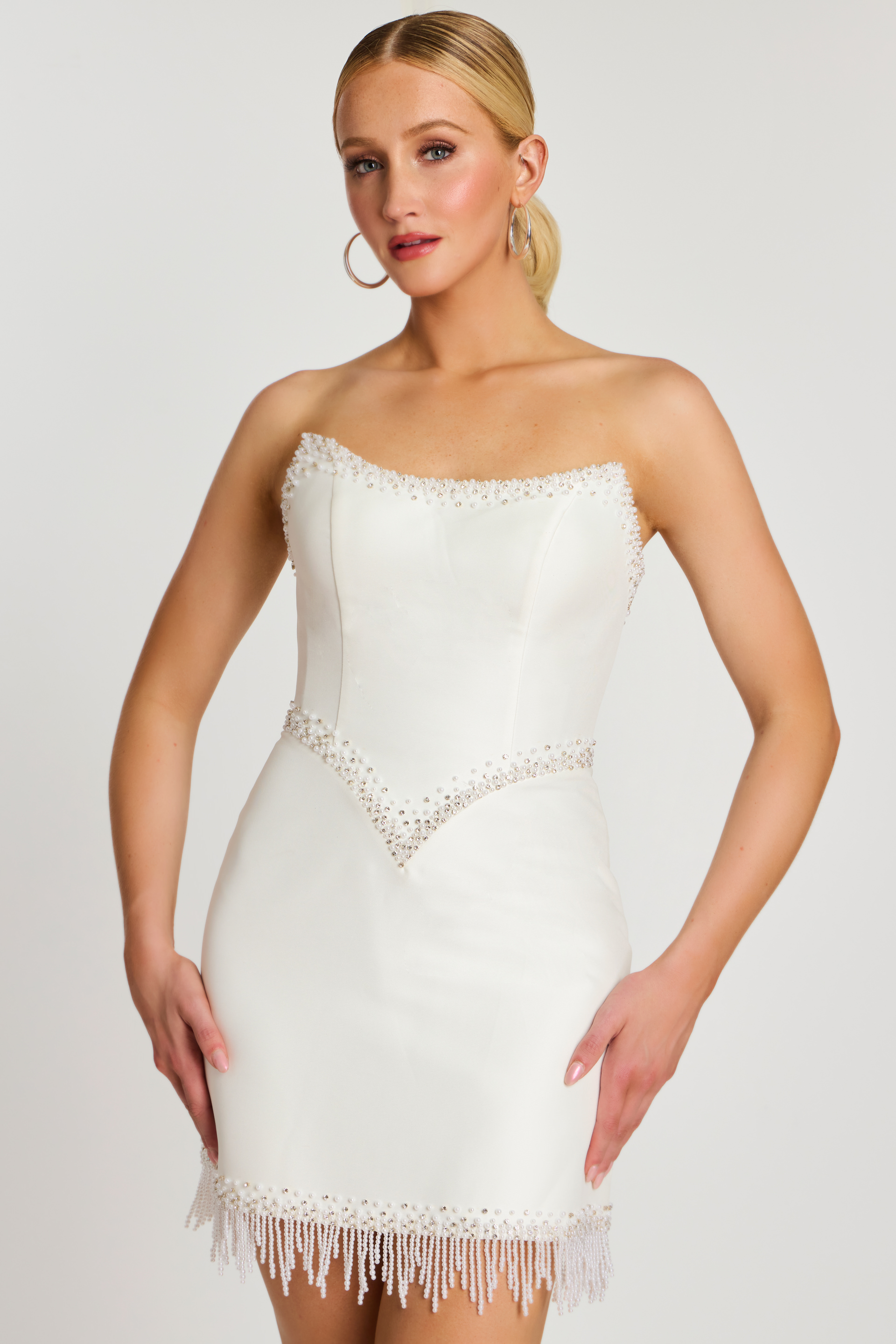 white embellished mini dress 48787