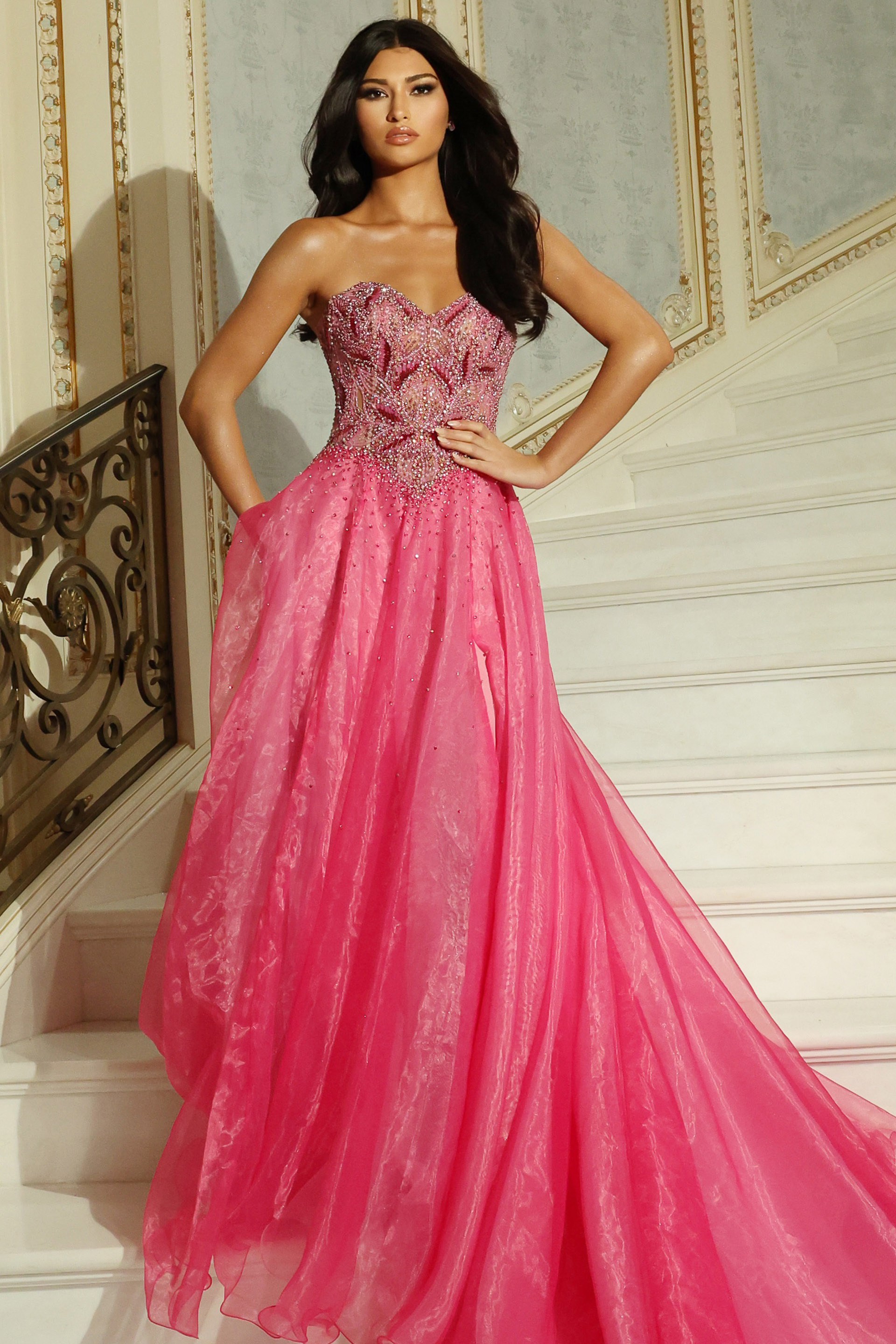 corset bodice embellished tulle ball gown 48906