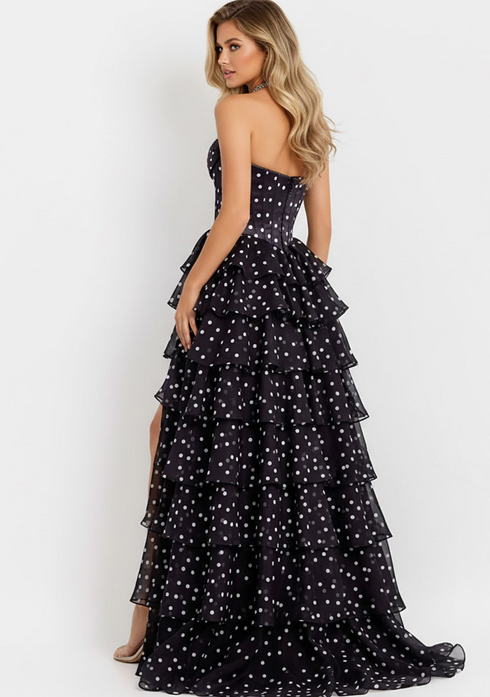 Black layered dress with sweetheart neckline 49087