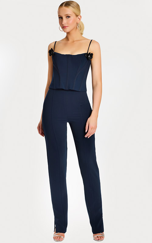 navy jumpsuit with corset bodice 49139