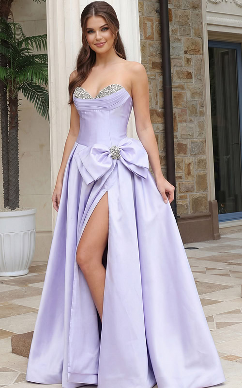 strapless a line dress with bow detail 49196
