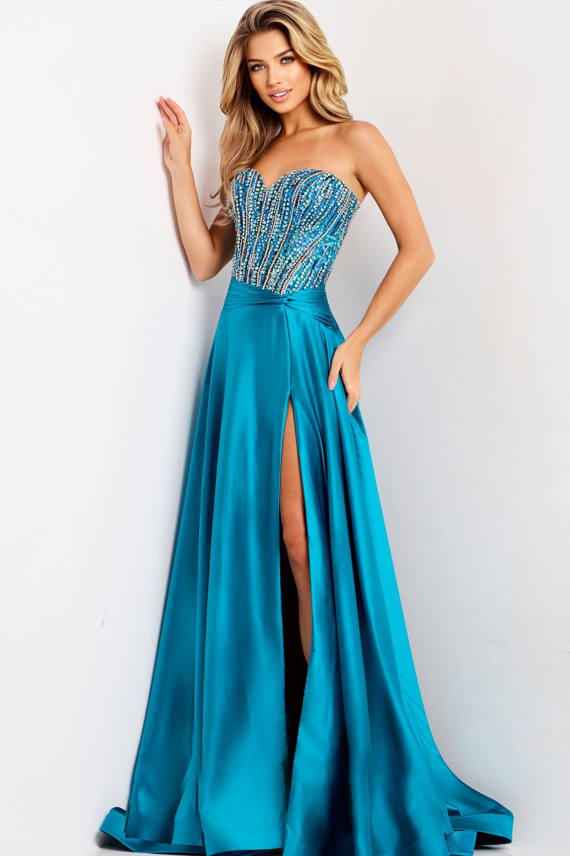 sweetheart neckline beaded bodice dress 43729