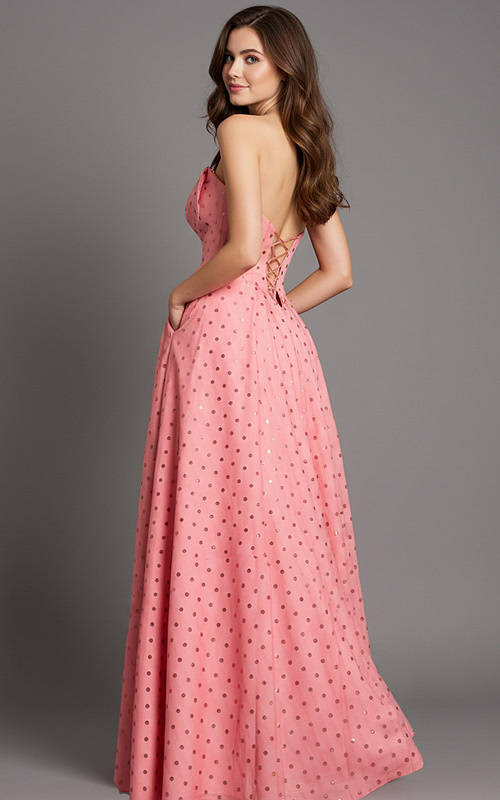 lace up back a line dress 49340