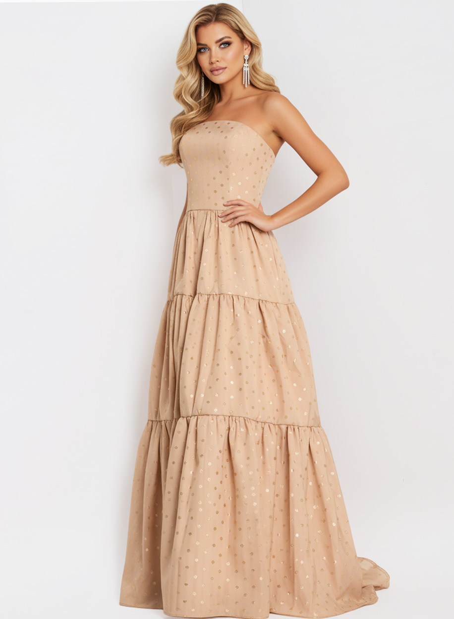 Strapless Tiered Ball Gown with Polka Dot Detail 49341 - Image 9