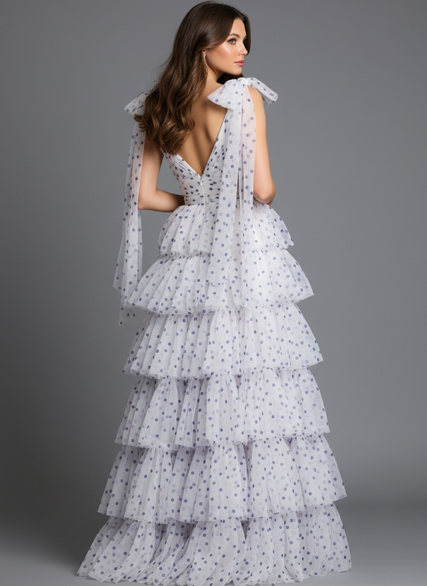 back of white poko v back dress 49358
