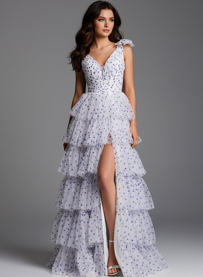 high slit v neck dress 49358