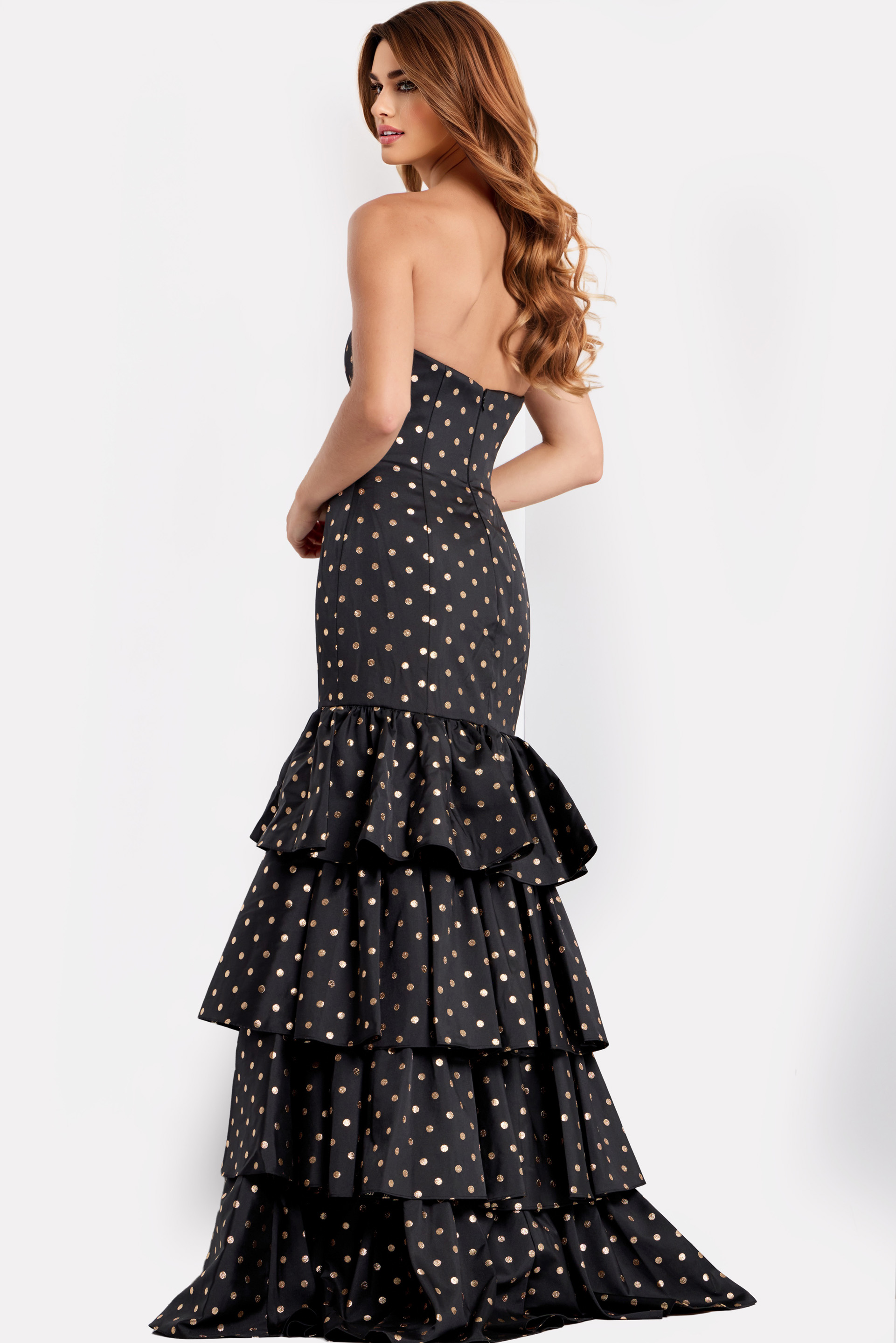 black starpless poko dot dress 49419