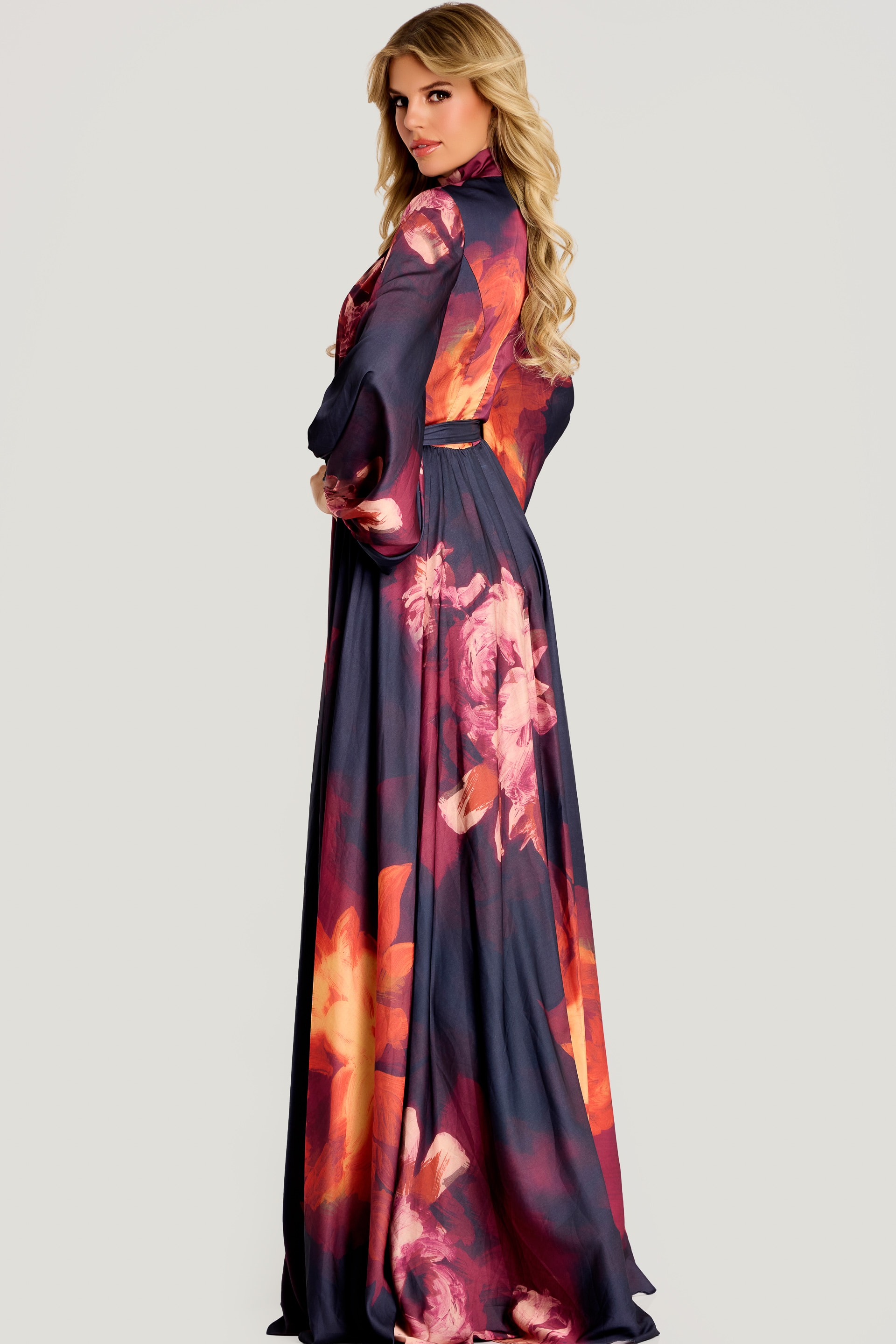 long sleeves print dress 49464